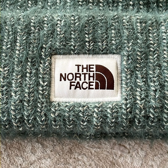 Brand New The North Face Salty Bae Lined Beanie Dark Sage Cuffed Knit Logo Hat - Picture 2 of 14